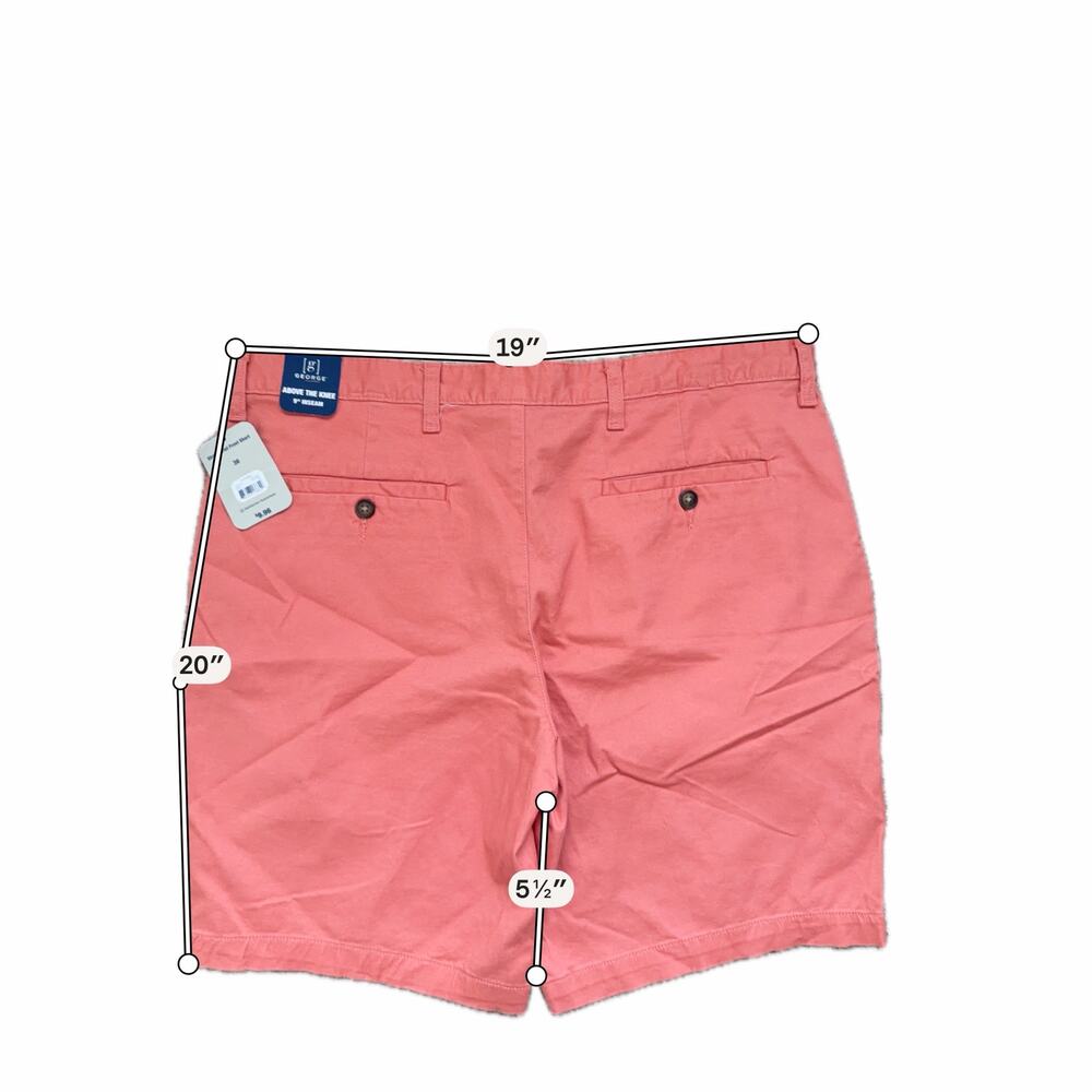 George Men's Cotton Blend Coral Shorts Chino NWT 36 - Picture 4 of 5